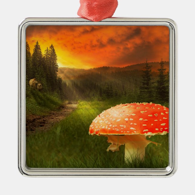 Setting Autumn Sun. Metal Tree Decoration (Front)