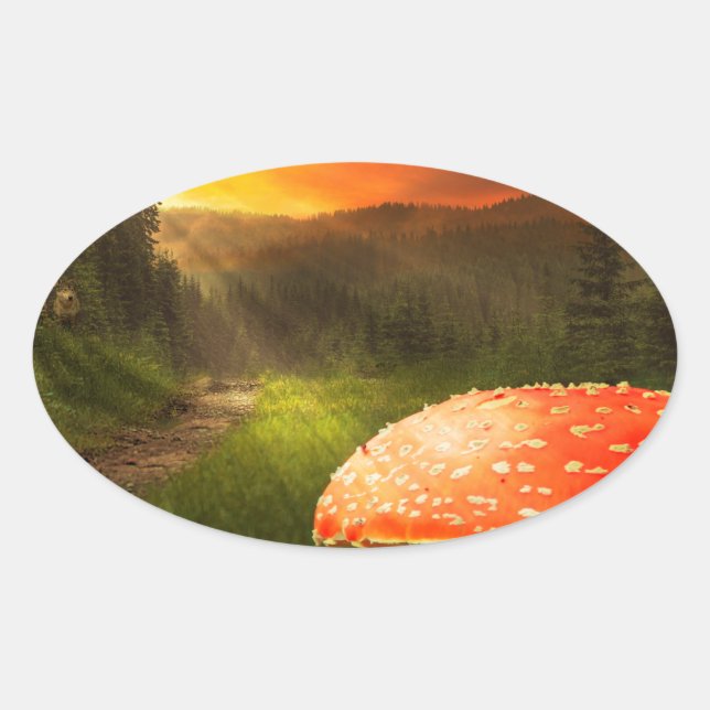 Setting Autumn Sun. Oval Sticker (Front)