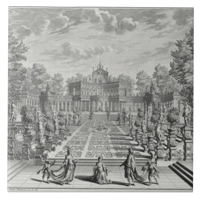 Setting for an opera in a garden, from 'Architectu Tile (Front)