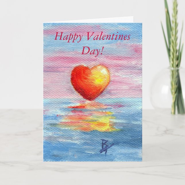 Setting Heart, Happy Valentines Day! Holiday Card (Front)