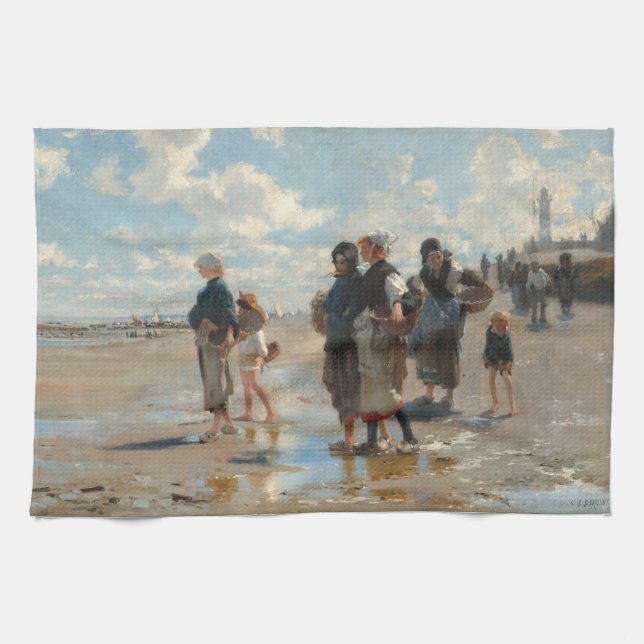 Setting Out to Fish by John Singer Sargent Tea Towel (Horizontal)