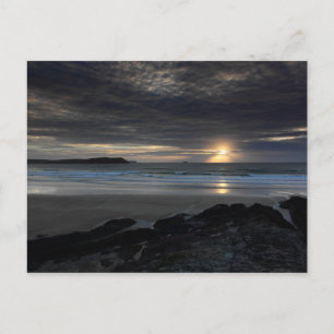Setting sun at Polzeath Postcard