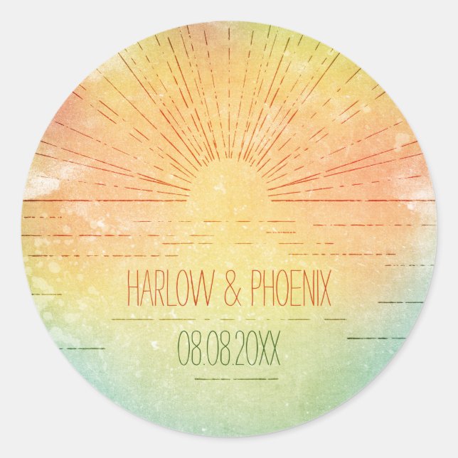 Setting Sun | Beach Wedding | Envelope Seal (Front)