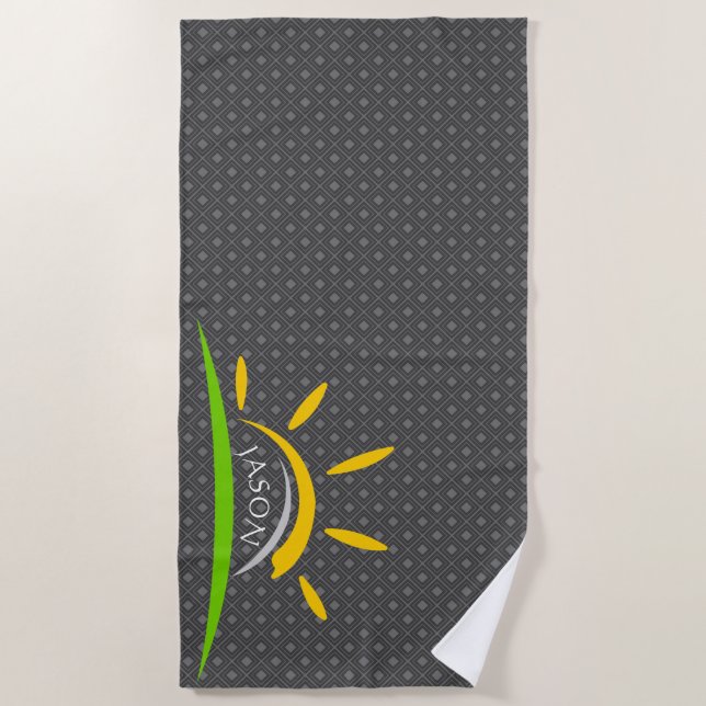 Setting Sun Dark Grey Beach Towel (Front)