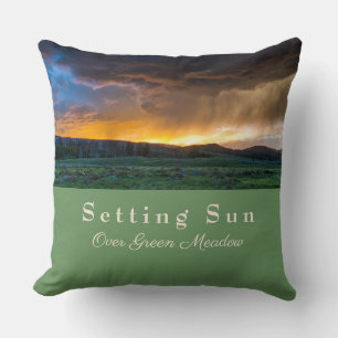 Setting Sun over Green Meadow Cushion
