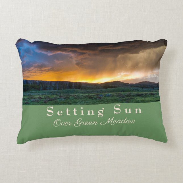 Setting Sun over Green Meadow   Decorative Cushion (Front)