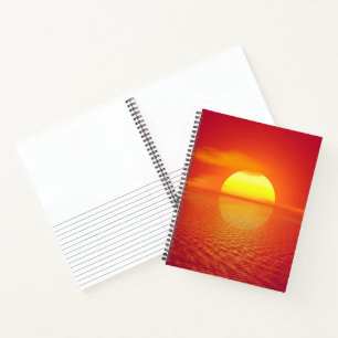 Setting Sun over Ocean Front Business Card Notebook