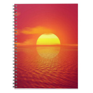 Setting Sun over Orange Sea Calm Ocean Sunset  Sca Notebook