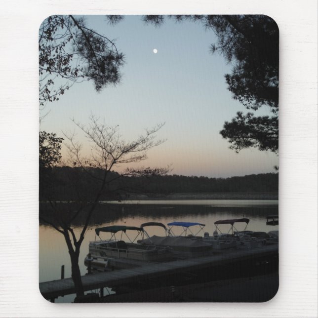 Setting Sun, Rising Moon  over  Lake Arrowhead Mouse Mat (Front)