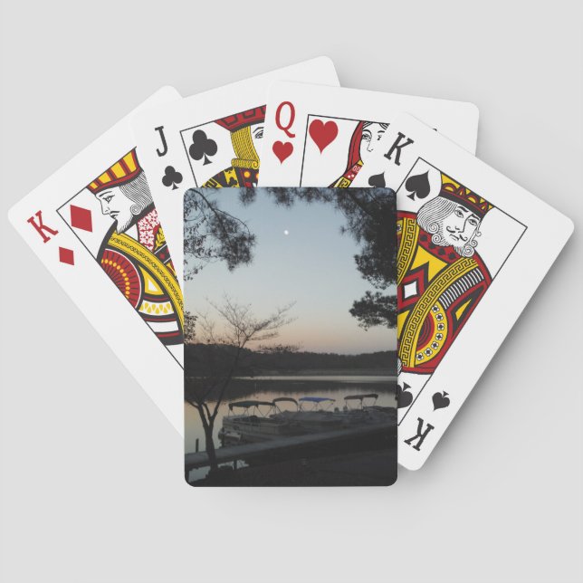 Setting Sun, Rising Moon  over  Lake Arrowhead Playing Cards (Back)