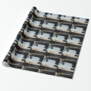 Setting Sun, Rising Moon  over  Lake Arrowhead Wrapping Paper