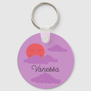 Setting Sun with Purple Clouds: Lavender Key Ring