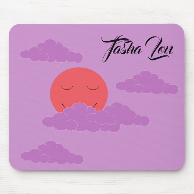 Setting Sun with Purple Clouds:  Lavender Mouse Mat (Front)