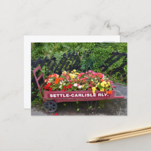 Settle to Carlisle Railway Floral Luggage Cart Postcard