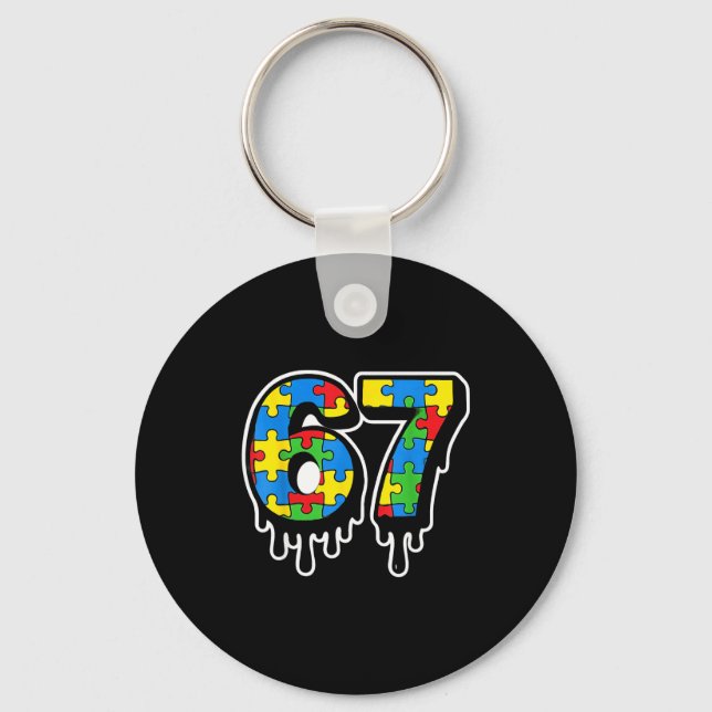 Seven 67 Number Autism Six Drip Fun Key Ring (Front)