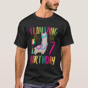 Seven 7 Llama Birthday Balloons sunglasses Llama P T-Shirt