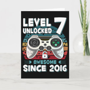 Seven 7yr Bday Son Boy Funny Gamer 7th 7 Year Old Card
