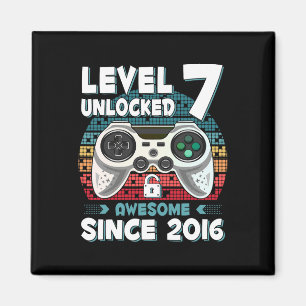 Seven 7yr Bday Son Boy Funny Gamer 7th 7 Year Old Magnet