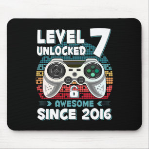 Seven 7yr Bday Son Boy Funny Gamer 7th 7 Year Old Mouse Mat
