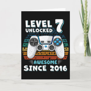 Seven 7yr Bday Son Boy Funny Gamer 7th 7 Years Old Card