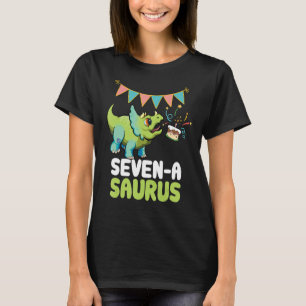 Seven A Saurus Dinosaur  Cute Kiddo Triceratops T-Shirt