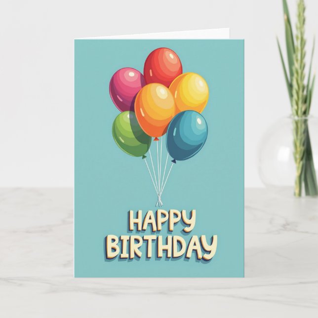 Seven Balloon Birthday Card (Front)