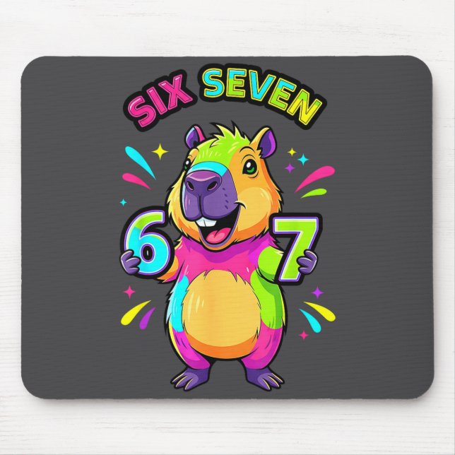 Seven Capybara Cartoon 67 Six Tee Mouse Mat (Front)