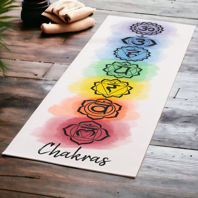 Seven Chakra Design with Custom Text Options Yoga Mat (Creator Uploaded)