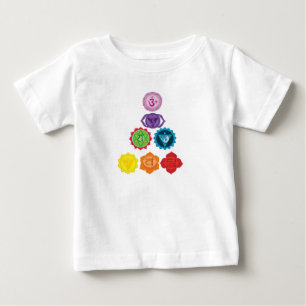 Seven Chakra Yoga Baby Toddler Ruffle Tee, White T-Shirt