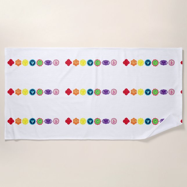 Seven Chakra Yoga Beach Towel (Front)