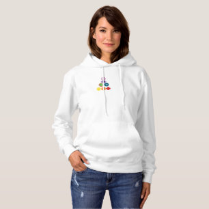 Seven Chakra Yoga Lady Hooded Sweatshirt, White Hoodie