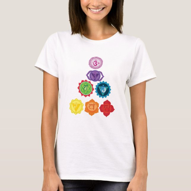 Seven Chakra Yoga Mom Maternity T-Shirt, White T-Shirt (Front)