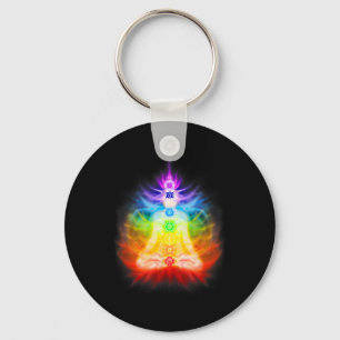 Seven Chakras And Emanating Energy Aura Yoga Medit Key Ring