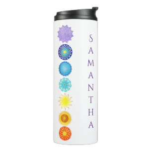 Seven Chakras Rainbow Colours Mandalas Thermal Tumbler