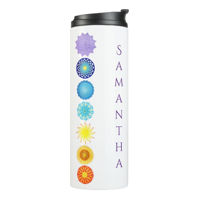 Seven Chakras Rainbow Colours Mandalas Thermal Tumbler (Rotated Left)