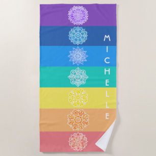 Seven Chakras Rainbow Mandalas Beach Towel