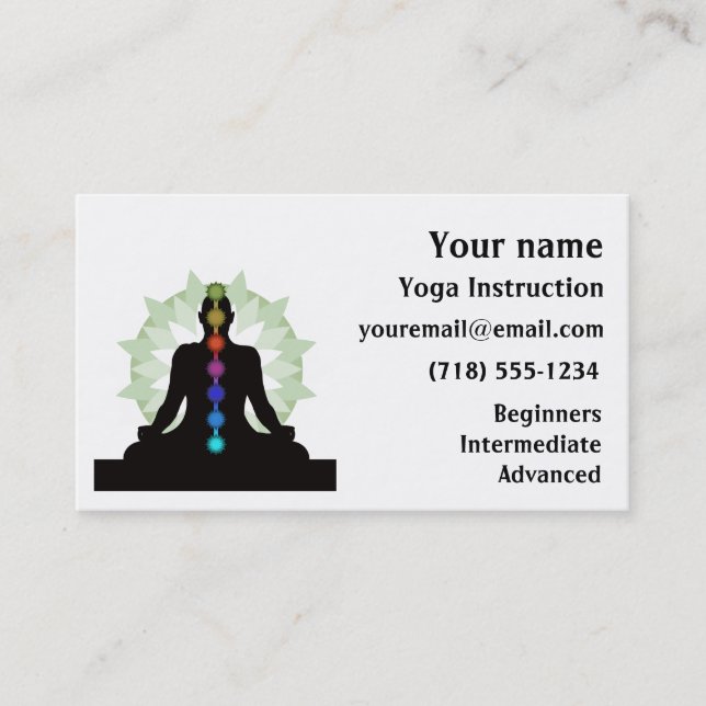 Seven Chakras Yoga Design Business Cards (Front)