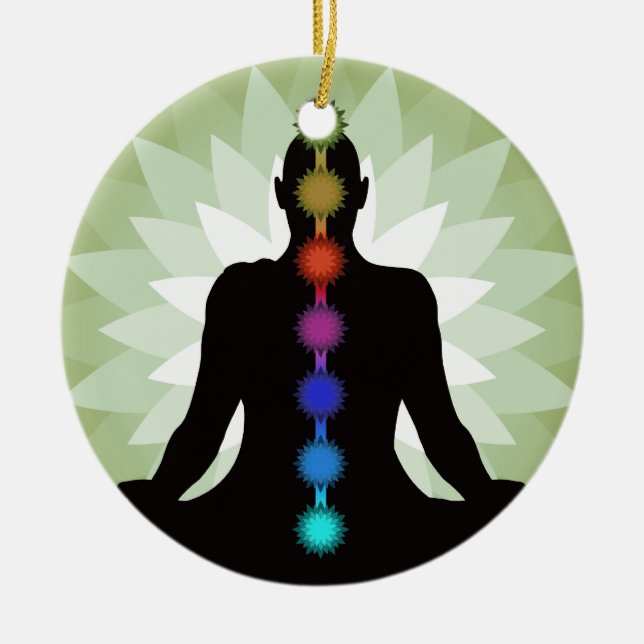 Seven Chakras Yoga Pose Ornament (Front)