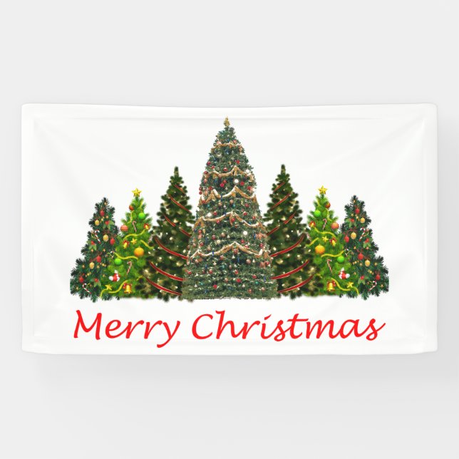 Seven Christmas Trees, Merry Christmas Banner (Horizontal)