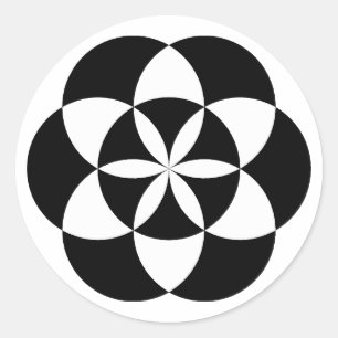 Seven Circle Flower Stickers, BW Classic Round Sticker
