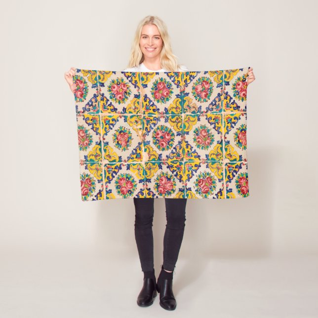 Seven-colour persian tile fleece blanket (In Situ)