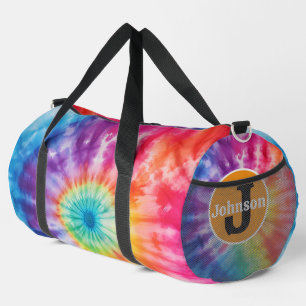 Seven Colour Tie Dye Vortex monogram personalised Duffle Bag