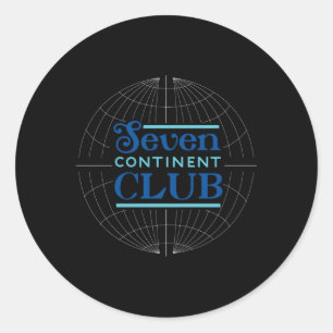 Seven Continent Club Blue Classic Round Sticker