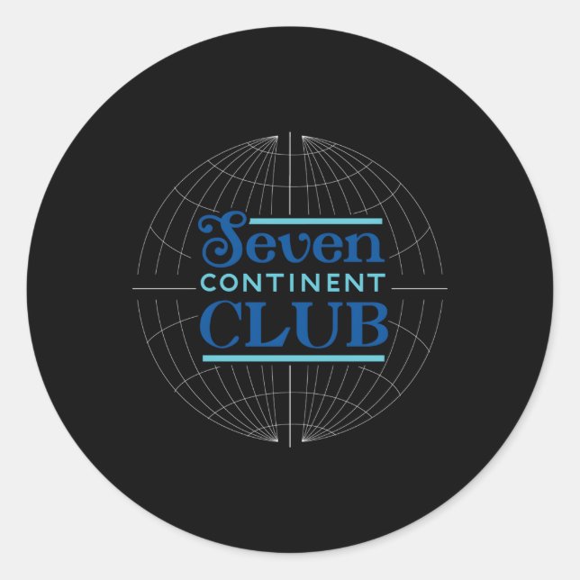 Seven Continent Club Blue Classic Round Sticker (Front)
