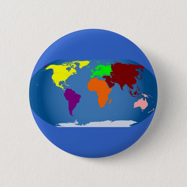 Seven Continents Coloured 6 Cm Round Badge (Front)