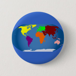 Seven Continents Coloured 6 Cm Round Badge