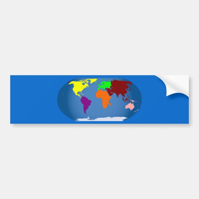 Seven Continents Coloured Bumper Sticker (Front)