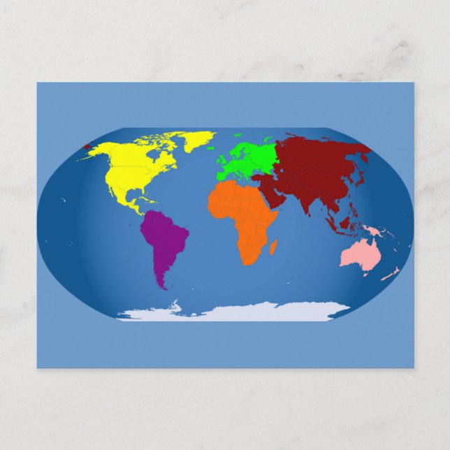 Seven Continents Coloured Postcard (Front)