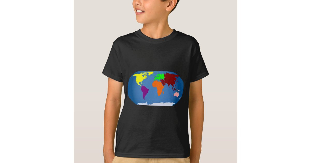 Seven Continents Coloured T-Shirt | Zazzle.co.uk