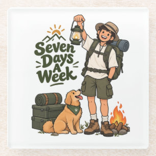 Seven Days A Week Camping AdventuriPad Smart Cover Glass Coaster